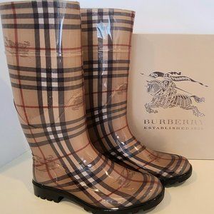 Burberry Natural Haymarket Check Rainboots